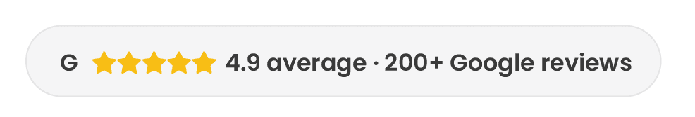Google rating 4.9 average and 200+ reviews